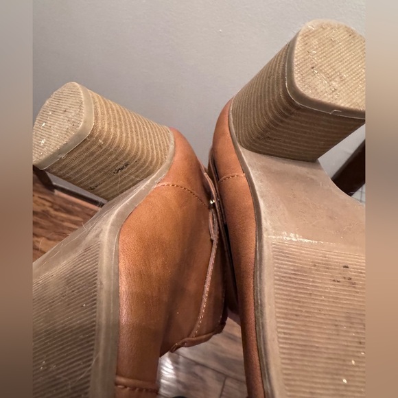 🤠LC LAUREN CONRAD COGNAC SIZE 7 ZIP UP CHUNKY HEEL BOOTIES WESTERN BOOTS 🤠 - Picture 6 of 7